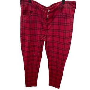 WOMENS AMERICAN EAGLE HI RISE RED/BLACK PLAID JEGGING